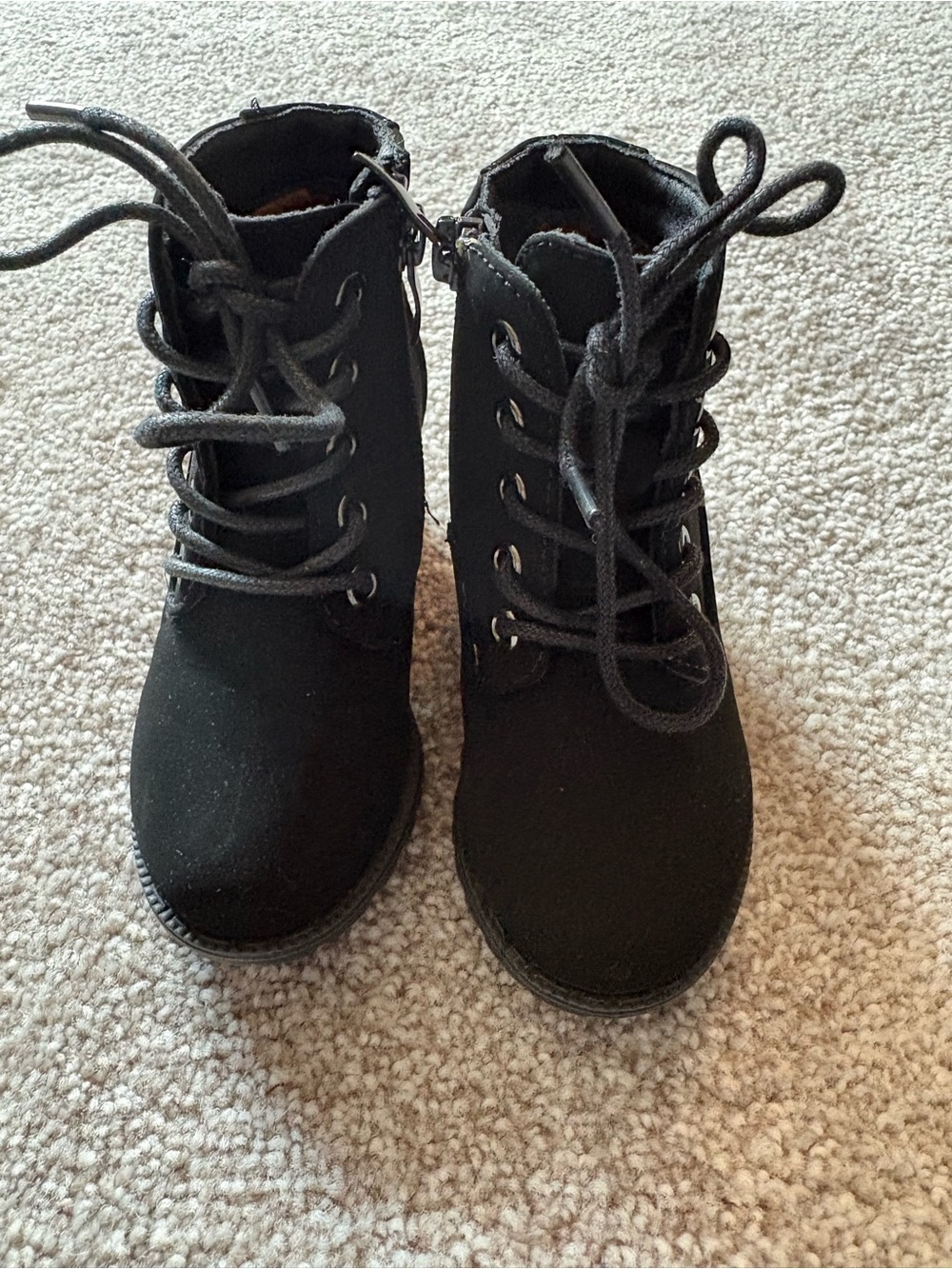 Kids Black Lace-Up Ankle Boots